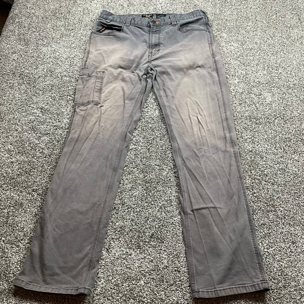 ARIAT REBAR Pants Mens 32x30 M4 Relaxed Straight Work Gray faded